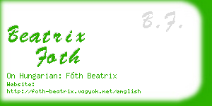 beatrix foth business card